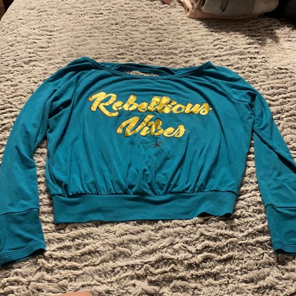 Rebel Athletic cheer top rebellious vibes teal gold - Picture 4 of 6